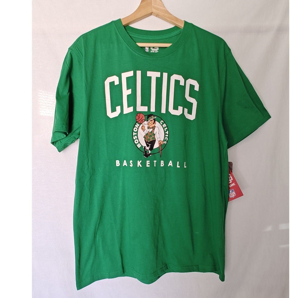 Boston Celtics NBA Ultra Game T-Shirt‎ Large Green Basketball Lucky Leprechaun